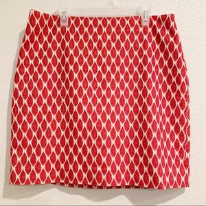 ANN TAYLOR | Red & Cream Leaf Print Skirt